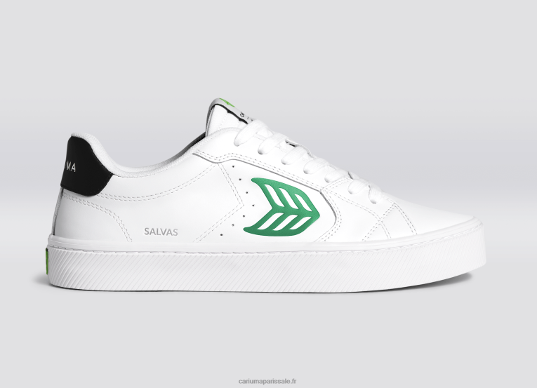 Hommes D8FT101 cuir lwg blanc/vert Cariuma