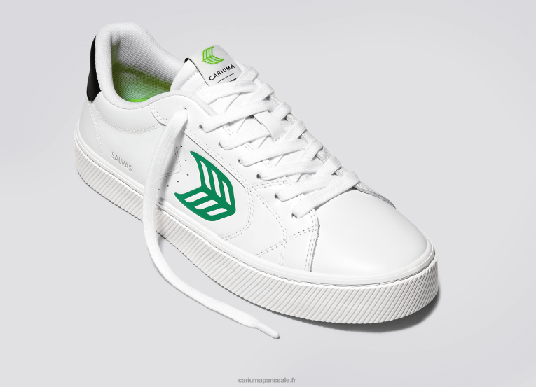 Hommes D8FT101 cuir lwg blanc/vert Cariuma