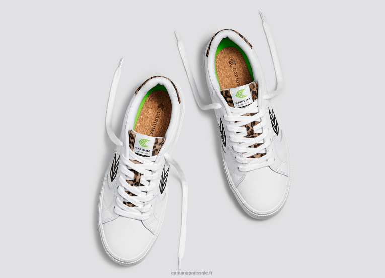 femmes D8FT317 cuir lwg blanc/léopard Cariuma
