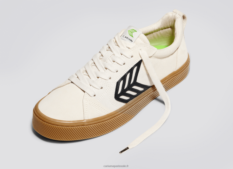 femmes D8FT370 pied gauche (chaussure simple)-gomme vintage blanc cassé/noir Cariuma